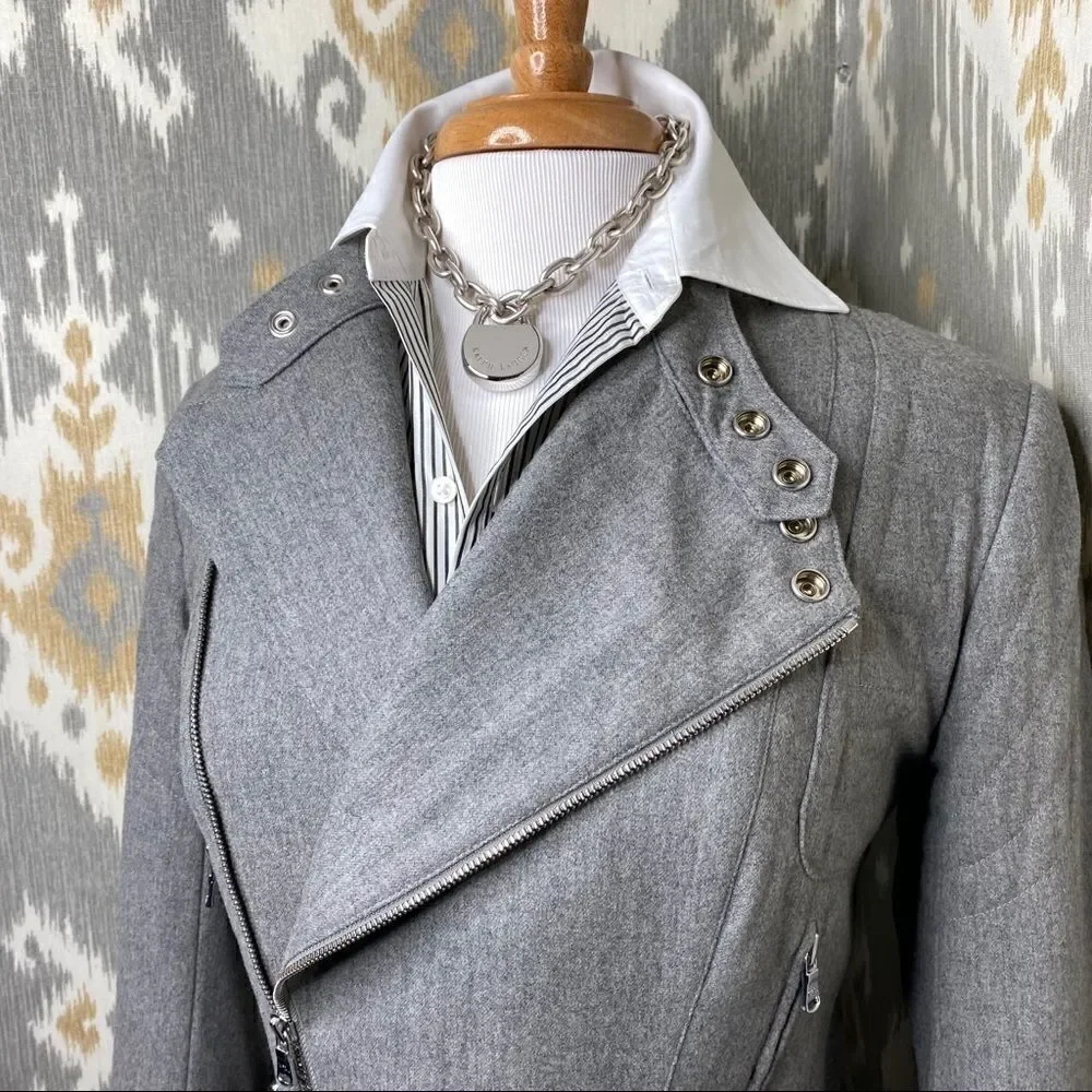 Ralph Lauren Grey Cashmere Blend Moto Jacket - Picture 8 of 16